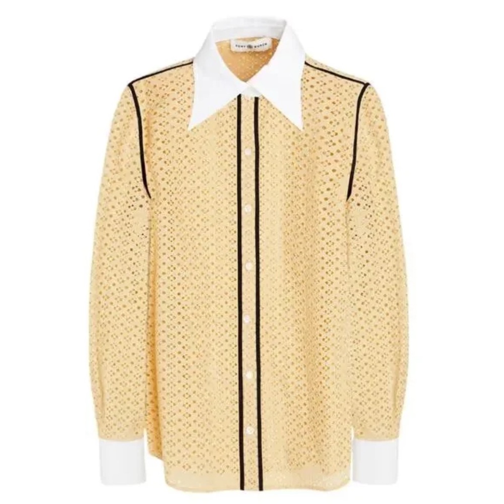 TORY BURCH Honeycomb Eyelet Shirt 4|S